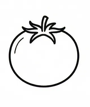 a tomato with a stem on it.webp